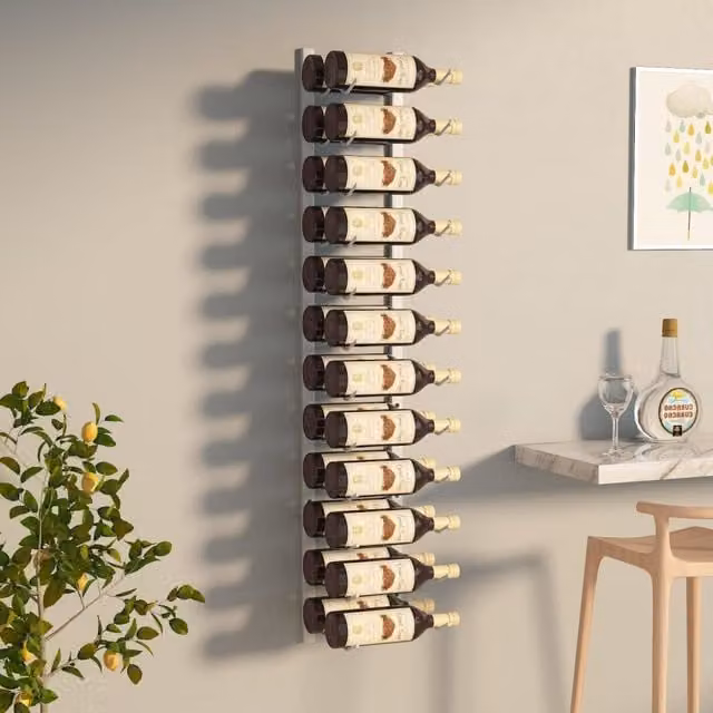 Berkfield Home Wall Mounted Metal Wine Rack in White, Holds 24 Bottles
