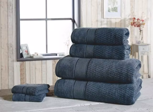 Rapport Home Royal Velvet Cotton Woven Towels in Bright Blue