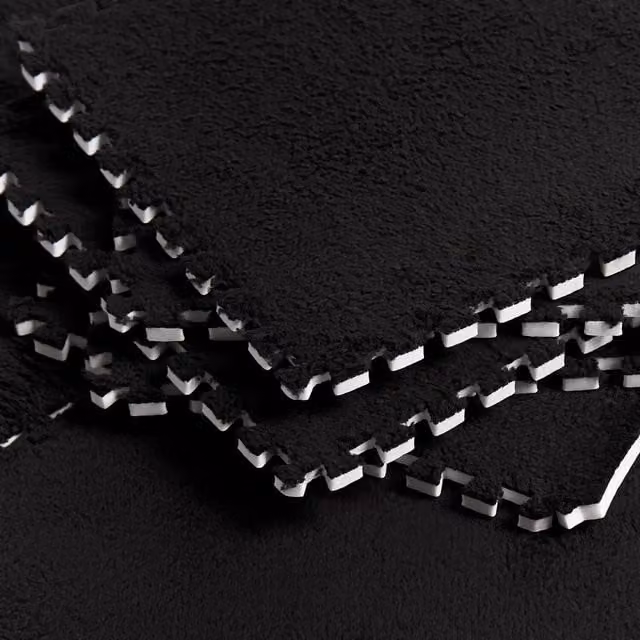 OHS 9 Piece Interlocking Teddy Faux Fur Tiles in Black