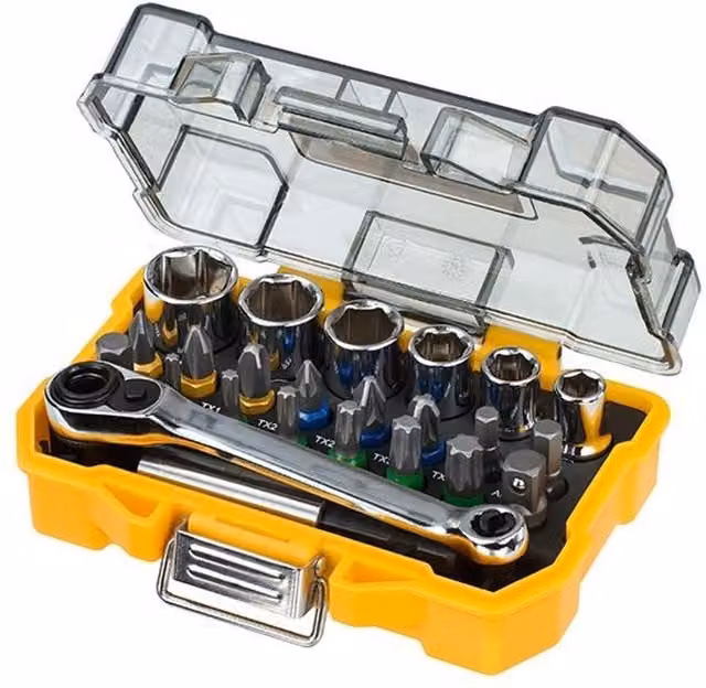 DeWalt DT71516 24 Piece Socket and Screwdriving Set in Yellow and Multicolour