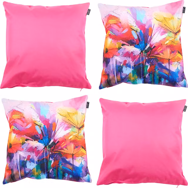 icon Set of 4 Multi-colour Graphic Art Scatter Cushions, W/D/H: 43 x 43 x 43 cm