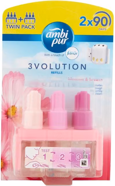 Febreze Ambi Pur 3Volution Air Freshener Plug in Refill Twin Pack Blossom and Breeze with Lenor, 2 x 20ml