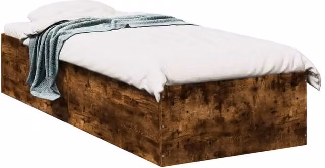 Berkfield Home Smoked Oak Bed Frame in Brown, W/D/H: 100 x 200 x 35 cm – 1