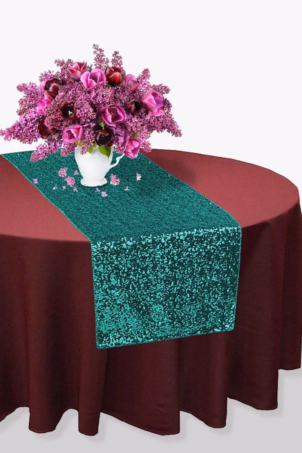Trimming Shop Neel Blue Glitter Sequin Table Runner, W/D/H: 27.94 x 274.32 x 27.94 cm – 5