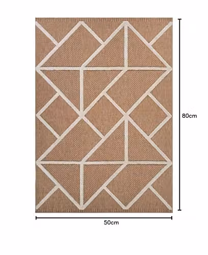 Desire Rugs Harper Geometric Machine Woven Indoor Outdoor Area Rug, Beige, W: 60 cm, L: 220 cm – 3