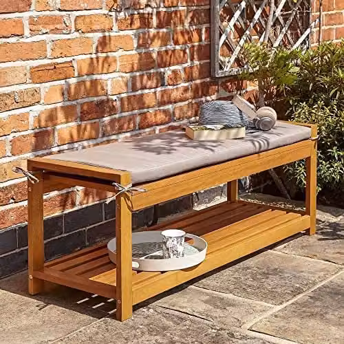 Rowlinson Occasional Bench in Brown, W: 122 cm, D: 40.5 cm, H: 46 cm – 1