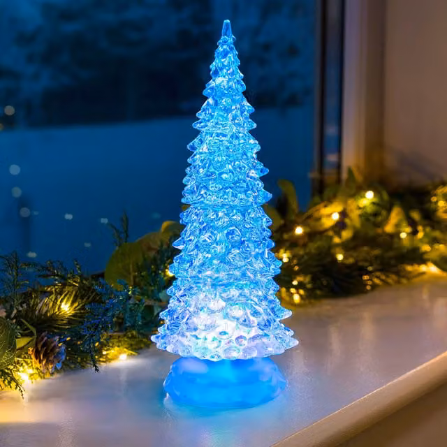 Christow Colour Changing Christmas Tree Light LED Glitter Water Spinner Tabletop Decoration, H: 26 cm – 1