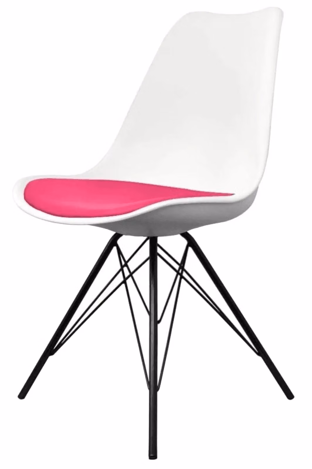 Fusion Living Soho Plastic Dining Chair with Black Metal Legs in Bright Pink – 2