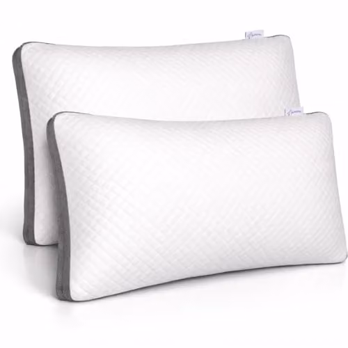 Aamira Luxury Shredded Memory Foam Orthopaedic Pillows 2 Pack with White Bamboo Covers, W/D/H: 70 x 45 cm