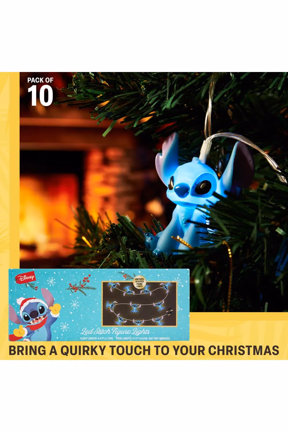 Disney Stitch 3D LED String Lights in Blue – 9