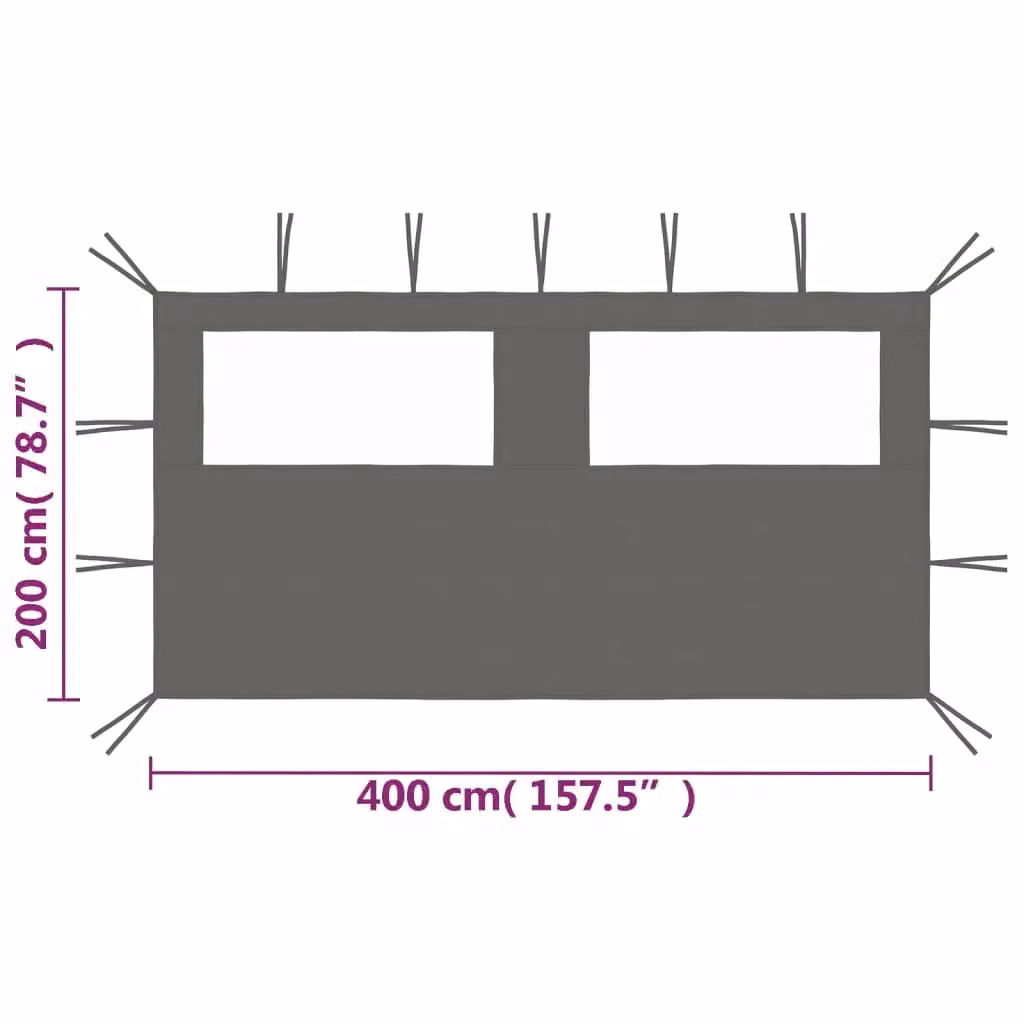 Berkfield Home Gazebo Sidewall with Windows, Anthracite and Black, W: 400 cm, D: 200 cm – 3