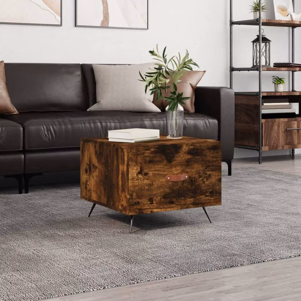 Berkfield Home Smoked Oak Coffee Table in Brown, W/D/H: 50 x 50 x 40 cm – 2