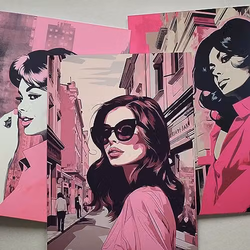 Artery8 Pink Vintage Paris Chic Aesthetic Collage Kit, 50 Piece Paper Wall Art Print Set, W: 15 cm, H: 10 cm – 7