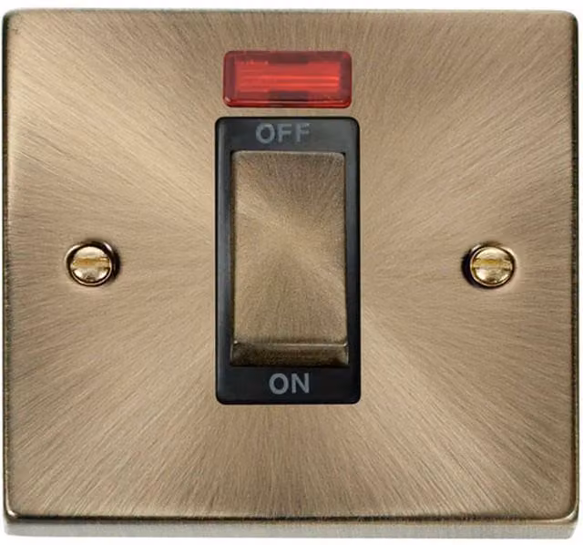 SE HOME Antique Brass 1 Gang Ingot Size 45A Surface Switch with Neon