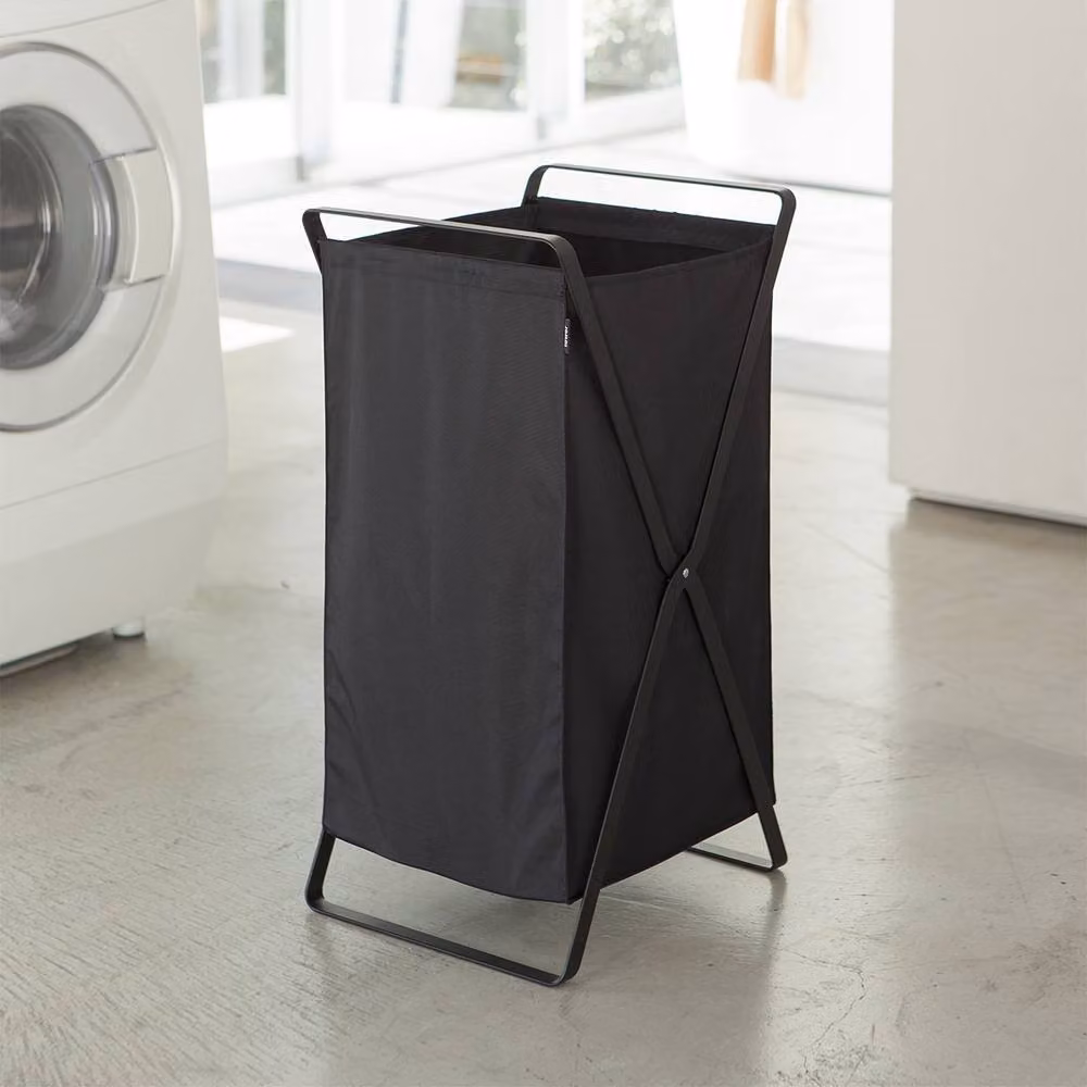 Yamazaki Tower Black Foldable Laundry Basket with Handles, W: 30 cm, H: 36 cm, D: 22 cm – 2