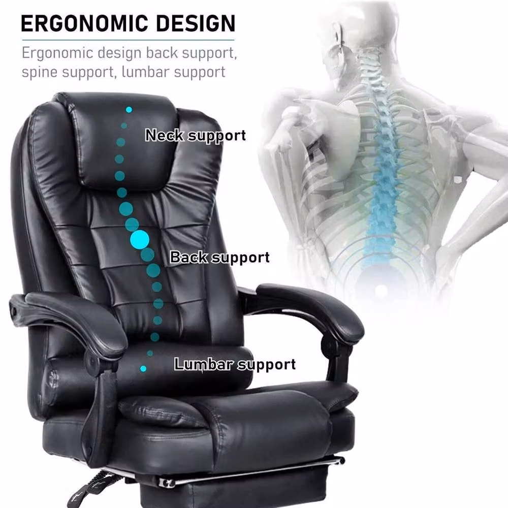 PAWNORA Black Synthetic Leather Massage Gaming and Office Chair with Headrest and Armrests – 3