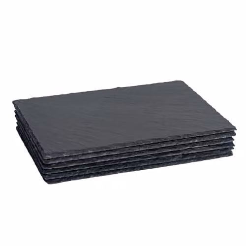 Argon Tableware Rectangular Black Slate Placemats, Pack of 6, W: 30 cm, D: 20 cm