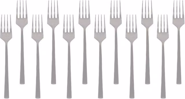 Argon Tableware Coated Stainless Steel Cake Forks in Silver and Black, Pack of 12