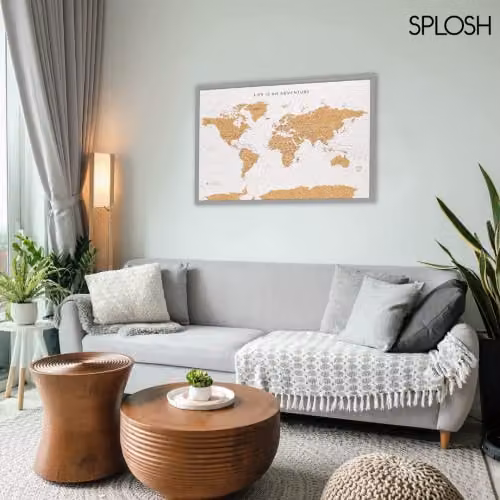 Splosh Large World Map Pin Board with Wooden Frame and 100 Pins in Grey – 4