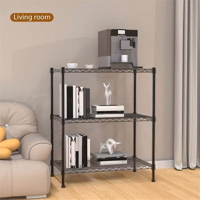 EONLION 3 Tier Metal Racking Storage Shelf in Black, W/D/H: 50 x 50 x 30 cm – 1