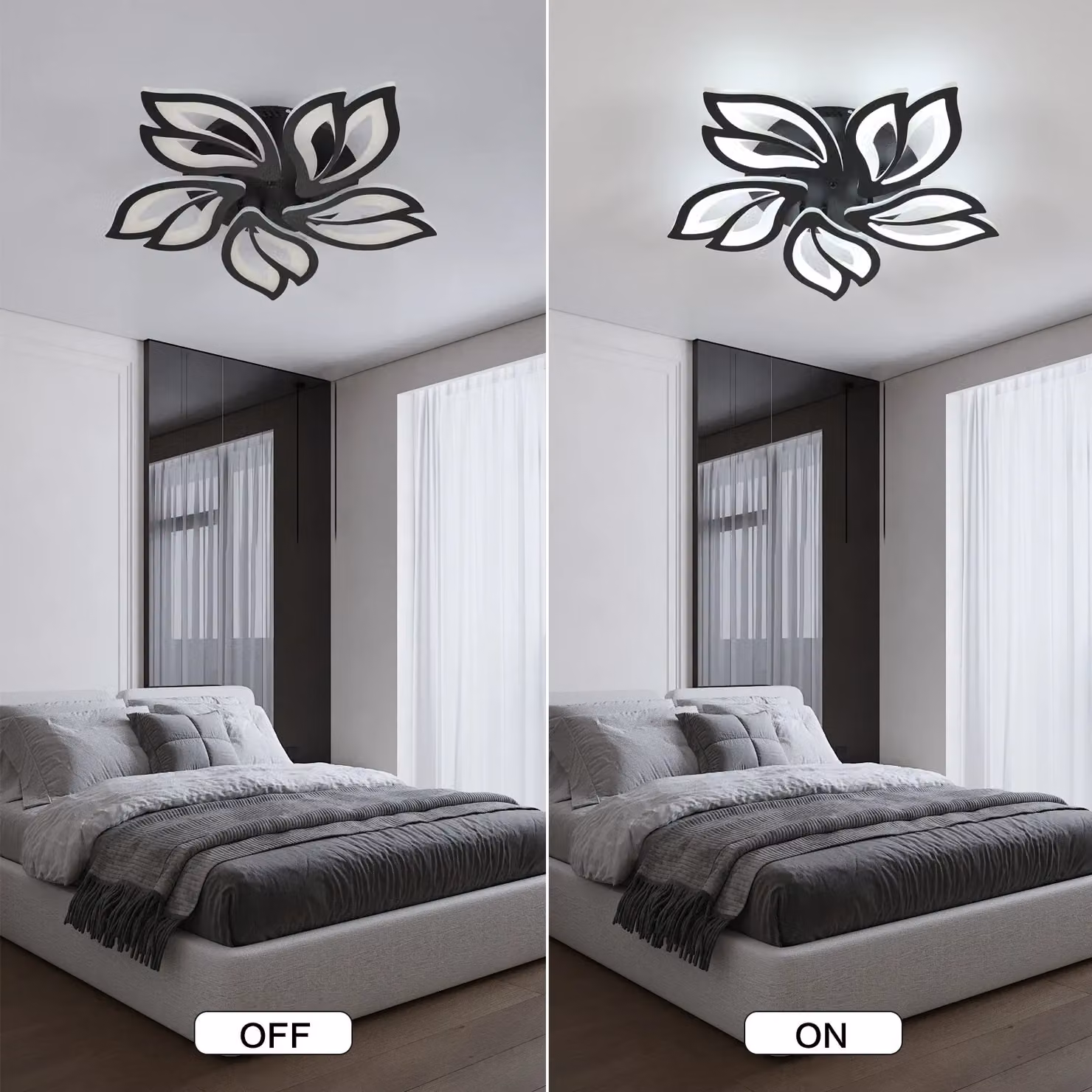 Pheashine Black LED Ceiling Light, 45W Dimmable with Remote and App Control, 3000-6500K Adjustable Colour Temperature – 3