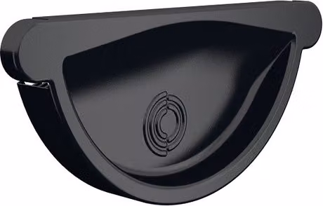Lindab Black Matt Galvanised Steel Half Round Self-Locking Gutter Stop End, 125mm