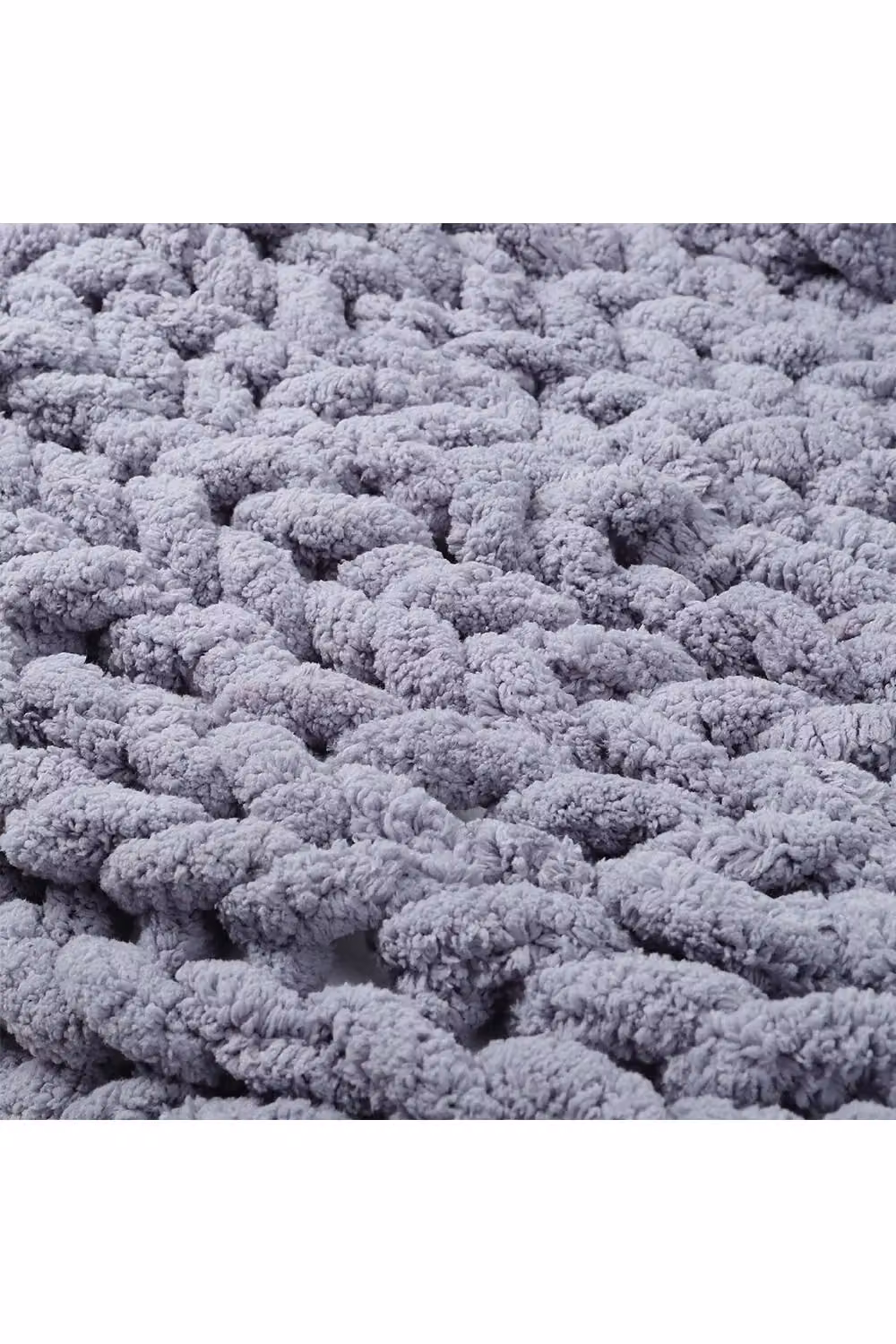 Living and Home Grey Hand-Woven Fluffy Chenille Throw Blanket, W/D/H: 100 x 120 cm – 2