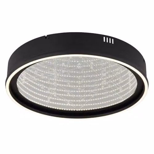 Globo Lighting Mirrora Modern LED Ceiling Light in Black and Transparent Glass with Remote Control and Dimmer, Diameter: 40 cm – 1