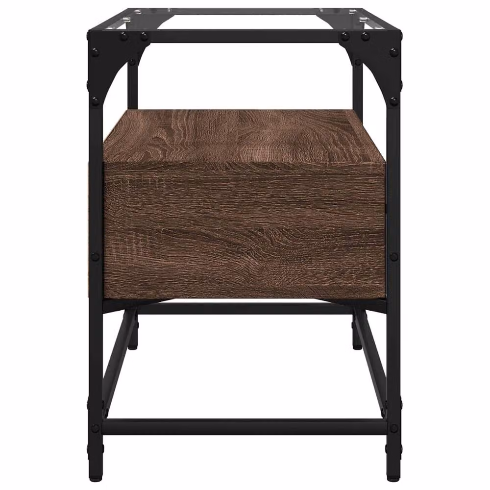 Berkfield Home Brown Oak TV Cabinet with Glass Top and MDF, W/D/H: 60 x 35 x 51 cm – 4