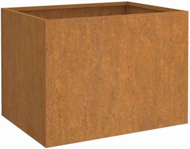 Berkfield Home Brown Corten Steel Ornamental Garden Planter Tub W: 62 cm, D: 47 cm, H: 46 cm