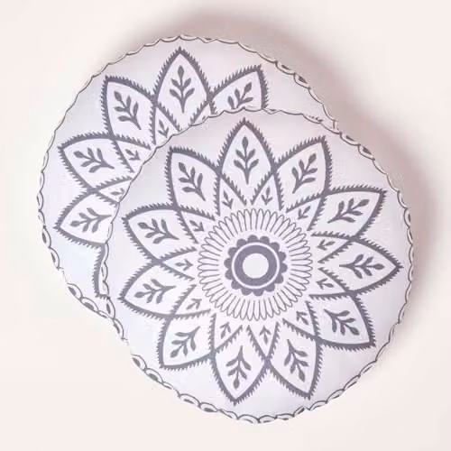 HOMESCAPES Set of 2 Henna Round Outdoor Cushions, Waterproof and Hypoallergenic Polyester, Diameter: 40 cm