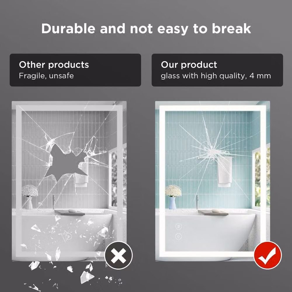 Resmo Sleek LED Bathroom Mirror in White with Anti-Fog and Dimmable 3-Colour Lighting, W: 50 cm, H: 70 cm – 4
