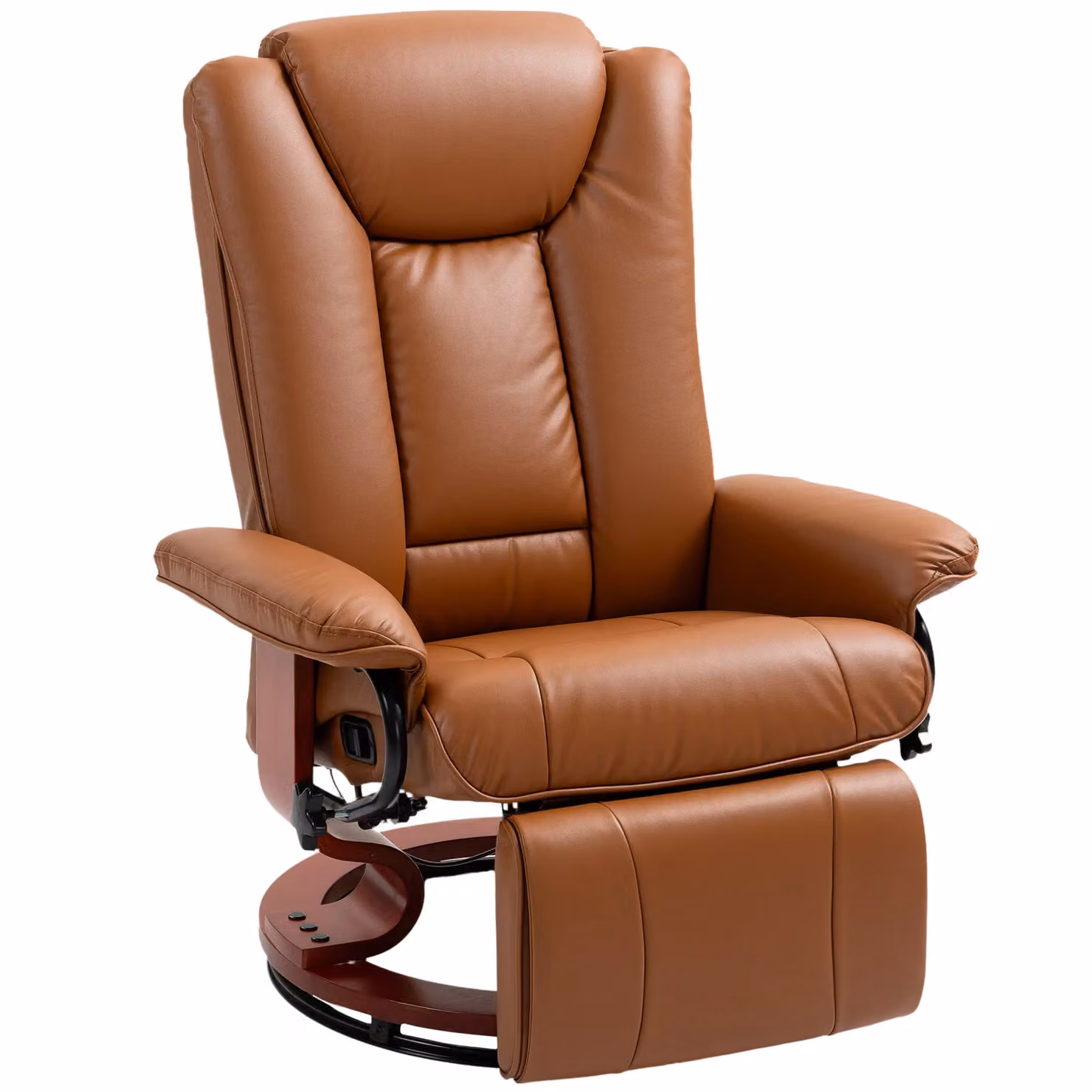 HOMCOM Brown PU Leather Reclining Armchair with Footrest for your Living Room – 2