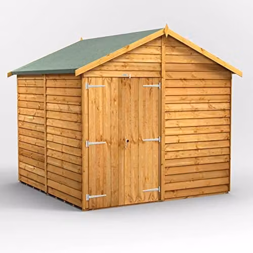 Powersheds Premium Apex Wooden Garden Shed in Natural Brown, Windowless Storage Design – 1