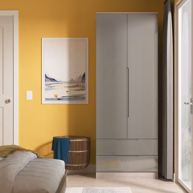 2 U Lucca Ready Assembled 2 Door 2 Drawer Wardrobe in Grey