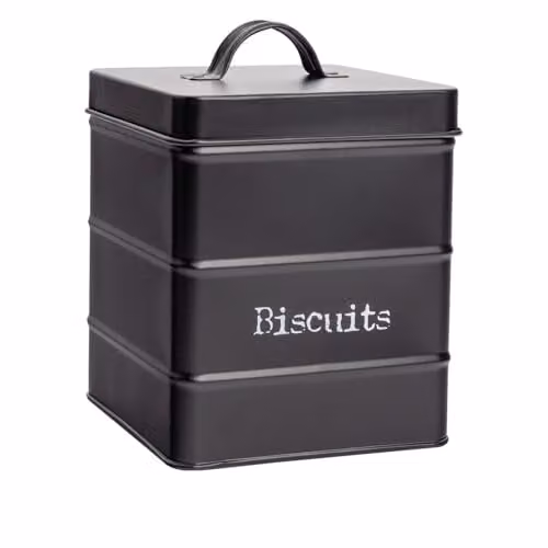 Harbour Housewares Metal Biscuit Tin in Black with Airtight Lid