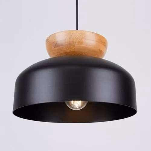 Sollux Lighting Marion Pendant Light in Black and Natural Wood, H 130 x W 29.5 x D 29.5 cm – 6
