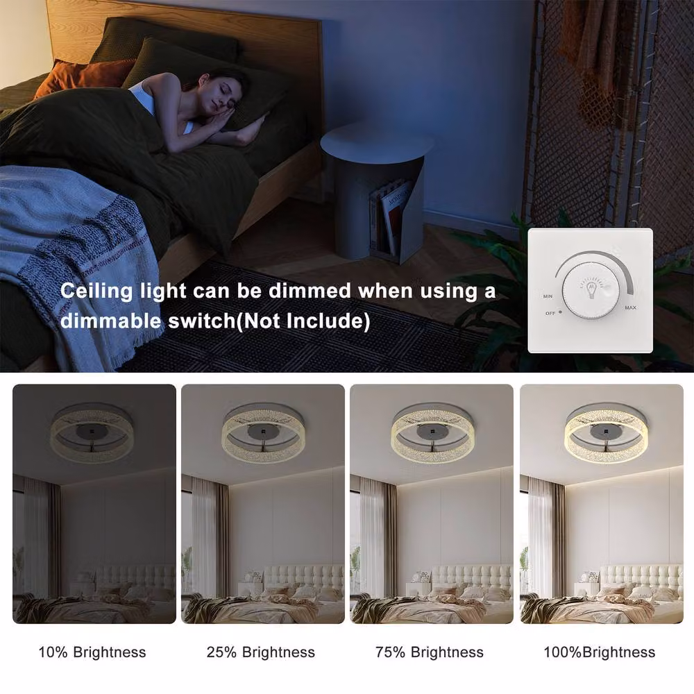 NIVOR 20W LED Round Flush Mount Ceiling Light in Chrome and Transparent Acrylic with Warm White 3000K – 3