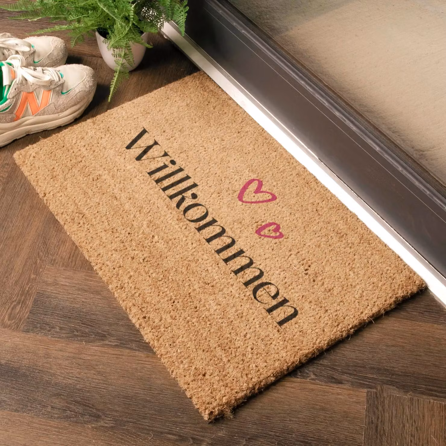 Artsy Mats Willkommen Hearts Doormat in Brown, W/D: 60 x 40 cm – 2