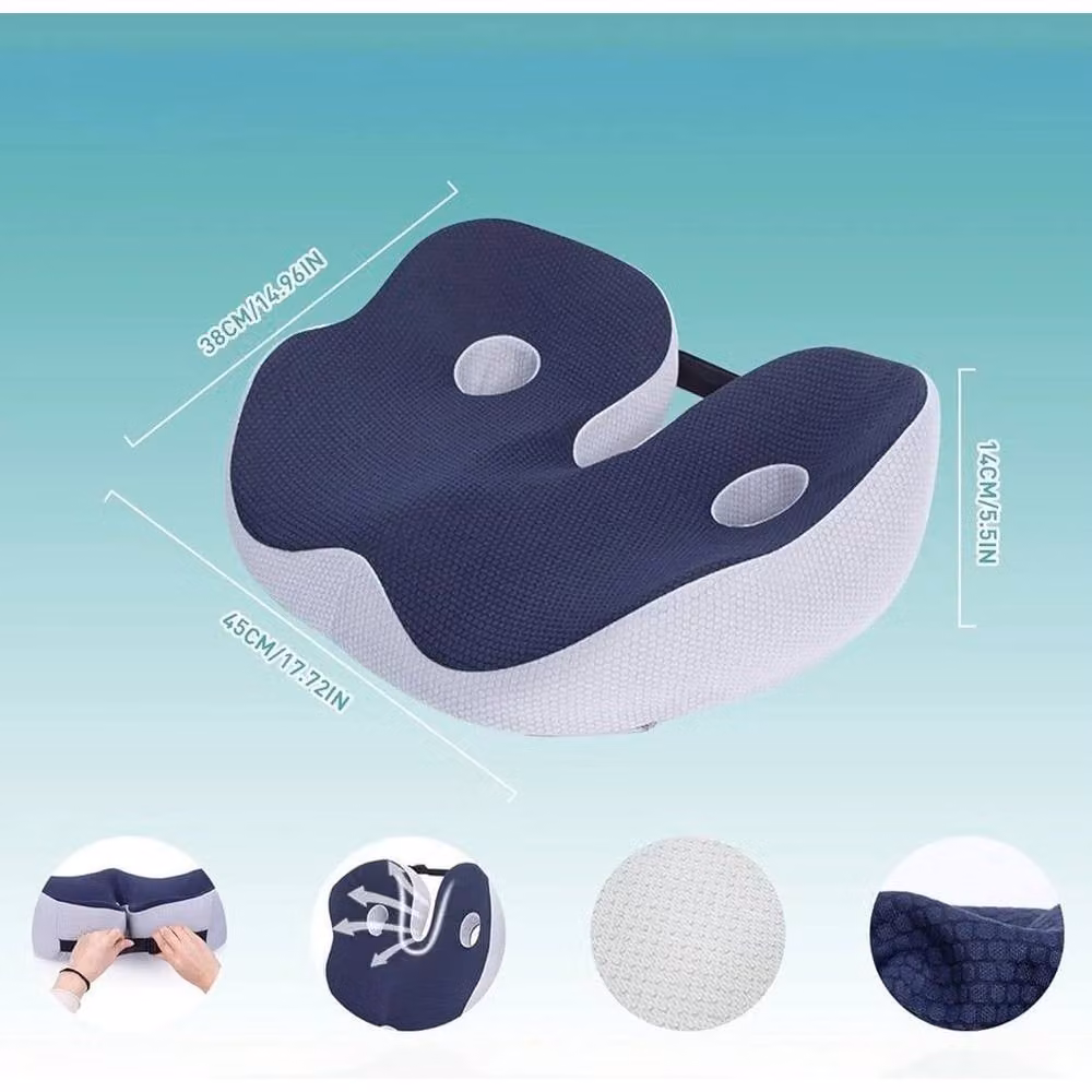 PAWNORA Blue Memory Foam Contoured Donut Ring Seat Cushion for Pain Relief – 4