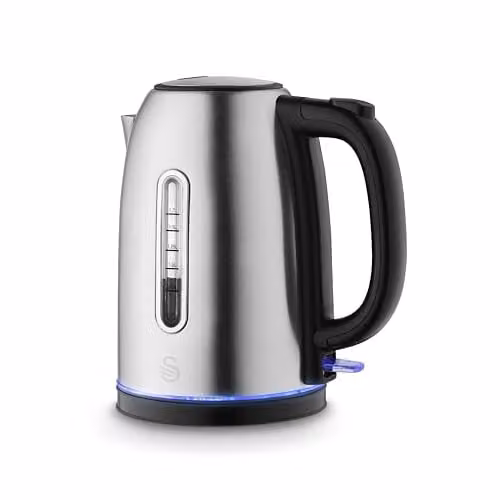 Swan Quiet Boil Stainless Steel Cordless Kettle in Silver with Removable Limescale Filter and 3kW Fast Boil – 1