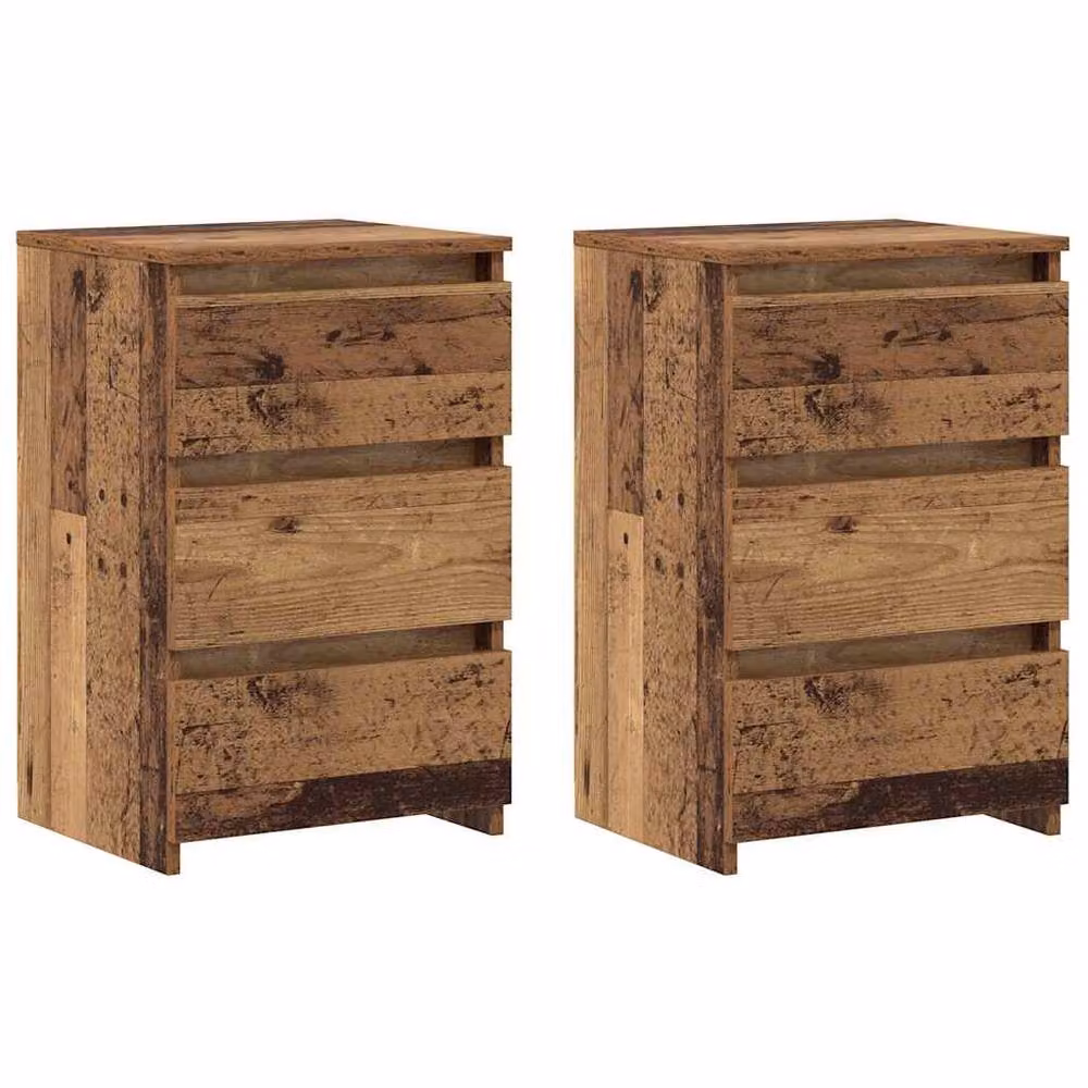 Berkfield Home Elegant Bedside Cabinets, 2 Piece Set, Brown Old Wood, W/D/H: 40 x 35 x 62.5 cm – 4