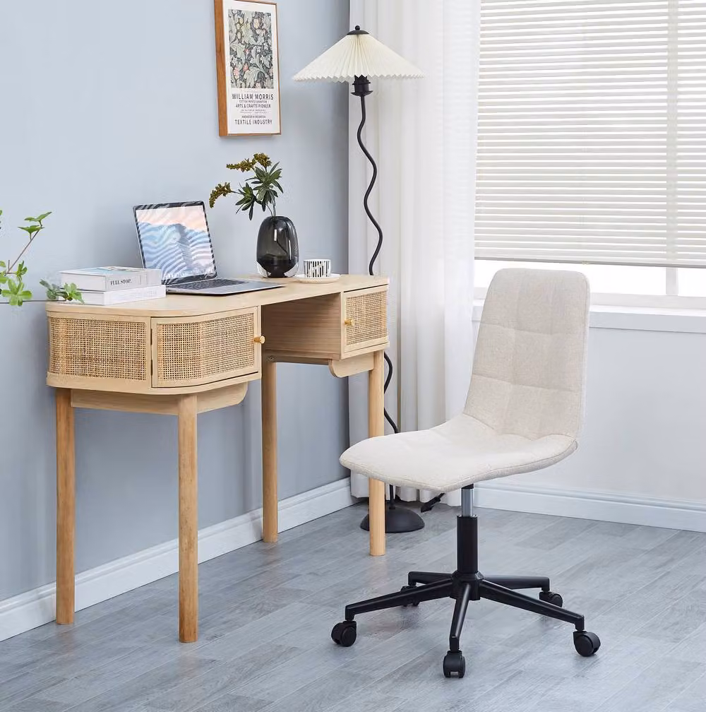 Nordlys Ergonomic Adjustable Office Chair in Beige Fabric with Metal Frame – 2