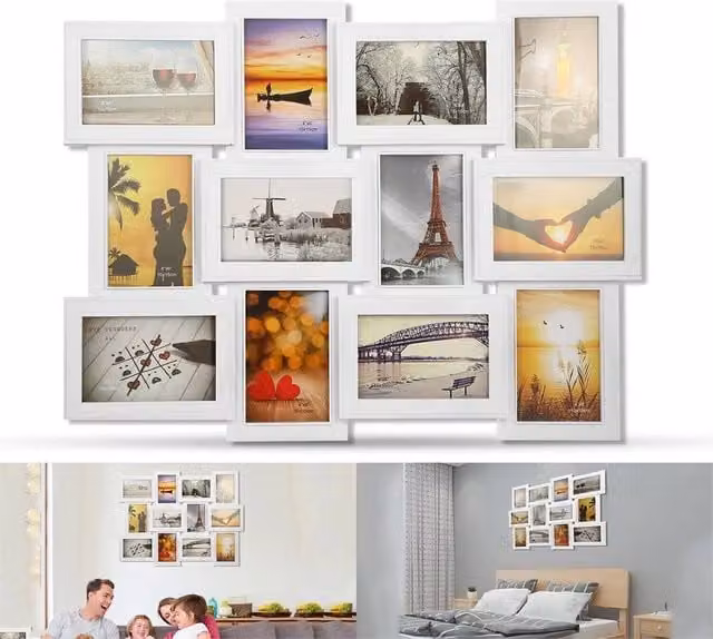 Nordara 12-Aperture Multi Picture Frame Collage for 10-15 Inch Photos in White – 1