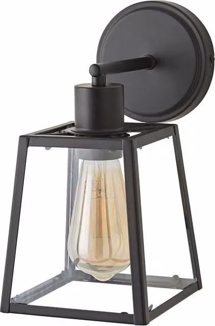 ValueLights Susie Glass Lantern Single Arm Wall Light in Black
