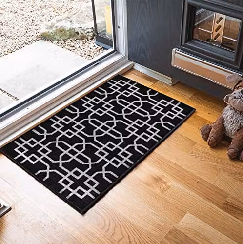 Desire Rugs Havana Cubed Trellis Non-Slip Washable Doormat, Black, W/D: 40 x 60 cm