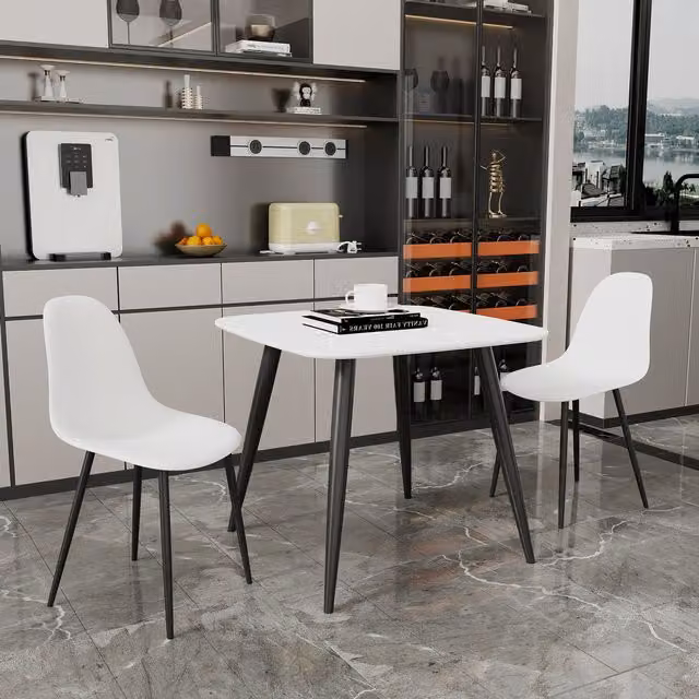 Core Products Ltd Aspen Square White Table and 2 Curve Plastic Chair Set