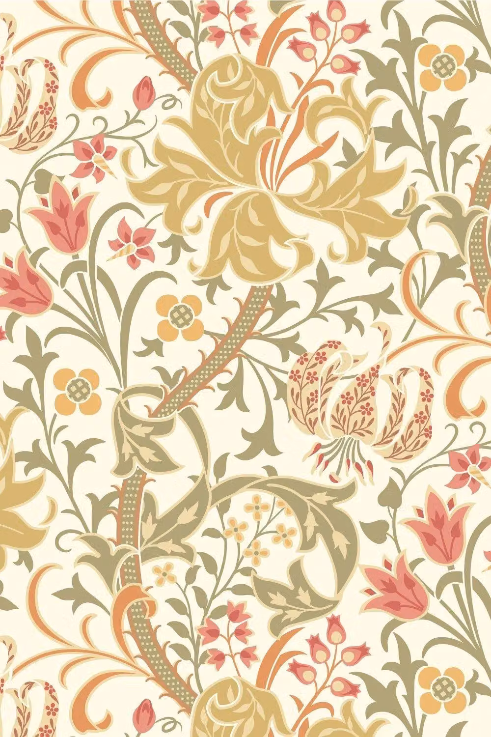 Hoopla Walls Lily Ogee Matt Wallpaper in Multicolour Green – 2