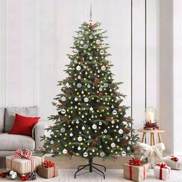Berkfield Home Artificial Green Christmas Tree with 300 LEDs and Stand, Height: 240 cm – 1
