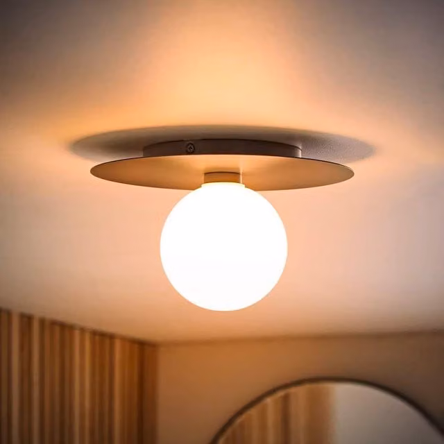 ValueLights Darla Frosted Globe Ceiling Light in Blue and Gold/Brass